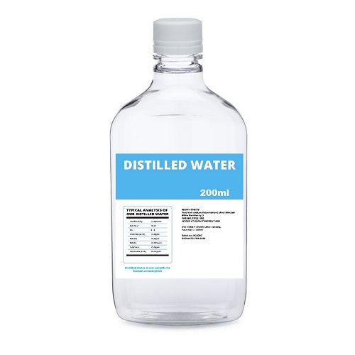 DISTILLED WATER 99.9% PURITY 200 ML .COSMETIC GRADE