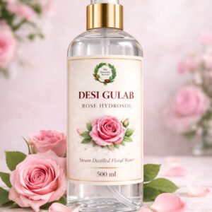 Desi Gulab Rose Hydrosol (500 ml) – Steam Distilled Pure Rose Water with Natural Essential Oil | Skin Toner, Face Mist & Hair Care